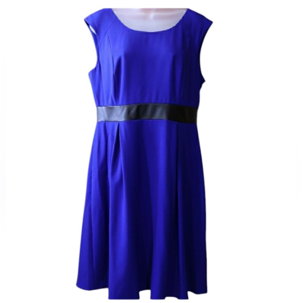 Calvin Klein Y2K NWT Blue Faux Leather Belt Dress 12